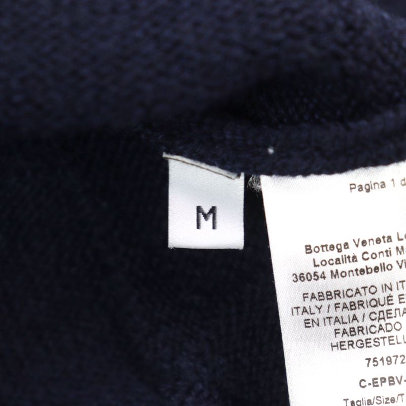 Bottega Veneta 751972 Wool Intrecciato Crew Neck Ribbed Sweater Knit Navy M