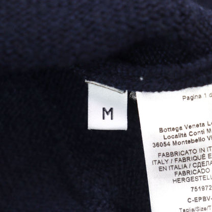 Bottega Veneta 751972 Wool Intrecciato Crew Neck Ribbed Sweater Knit Navy M