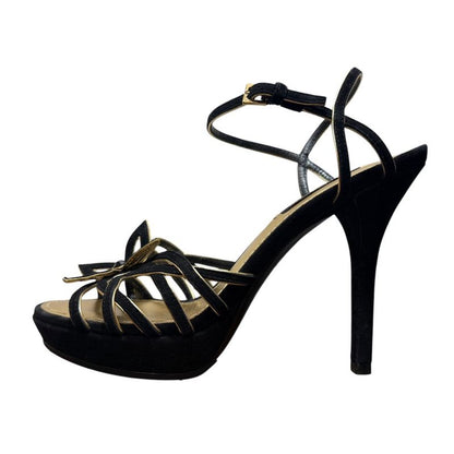 Louis Vuitton Suede Ankle Strap Sandals 35 22cm (8.66in) Equivalent Black And