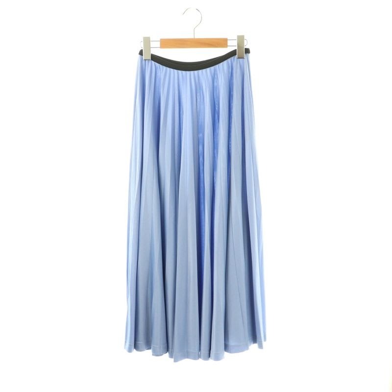 Celine Triacetate Pleated Long Skirt 34 Blue Black DO OS