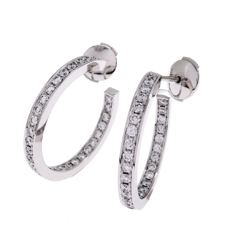 Cartier Diamond Hoop White Gold Earrings