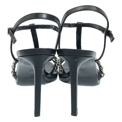 Saint Laurent Paris - Pearl Chain Strap High Heel Sandals - 35 - Black - Women's