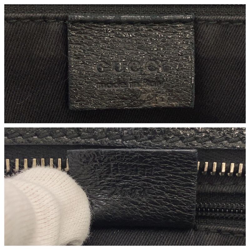 Gucci Black Silver Hardware GG Canvas/leather Tote Bag Shoulder Bag Women 504538