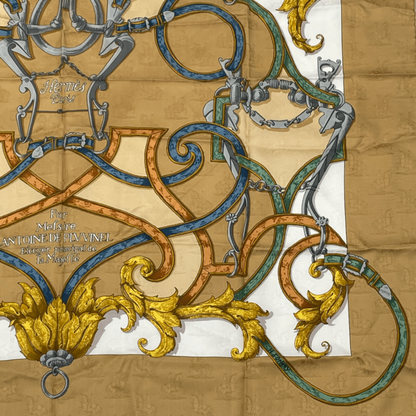 Hermes Carre 90 L'instruction DU ROY Imperial Gold Silk Scarf