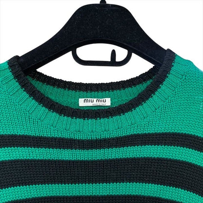 Miu Miu Miu Knit Wool Sweater Long Sleeve Winter Green 38