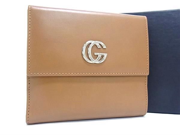 Gucci 035 2149 2238 GG Marmont Leather Bifold Wallet Women's Brown