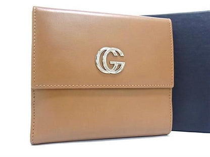 Gucci 035 2149 2238 GG Marmont Leather Bifold Wallet Women's Brown