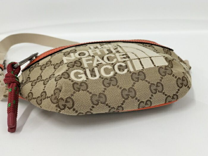 Gucci Belt Bag North Face Collaboration GG Canvas Leather Beige Brown 650299