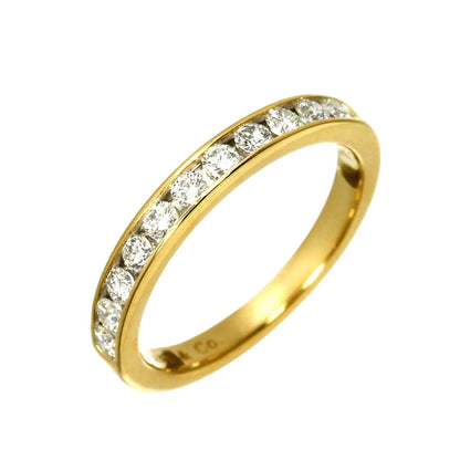 Tiffany & Co Channel Setting Ring Half Diamond 18k YG 750