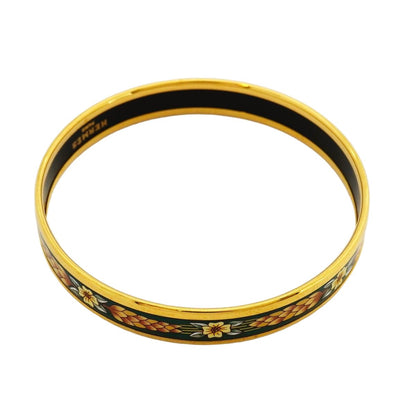 Hermes Bangle Enamel PM Gold Plated Cloisonne Green Bracelet — view 2
