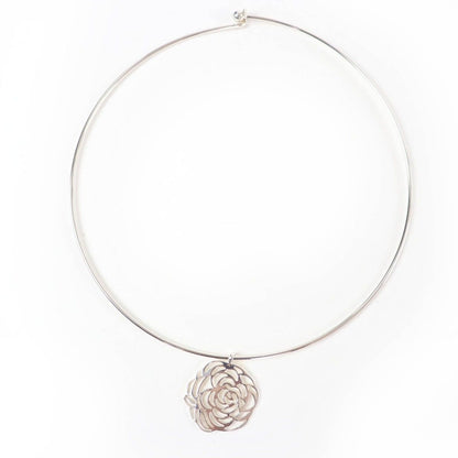 Chanel 925 Camellia Logo Choker Necklace Silver Weight