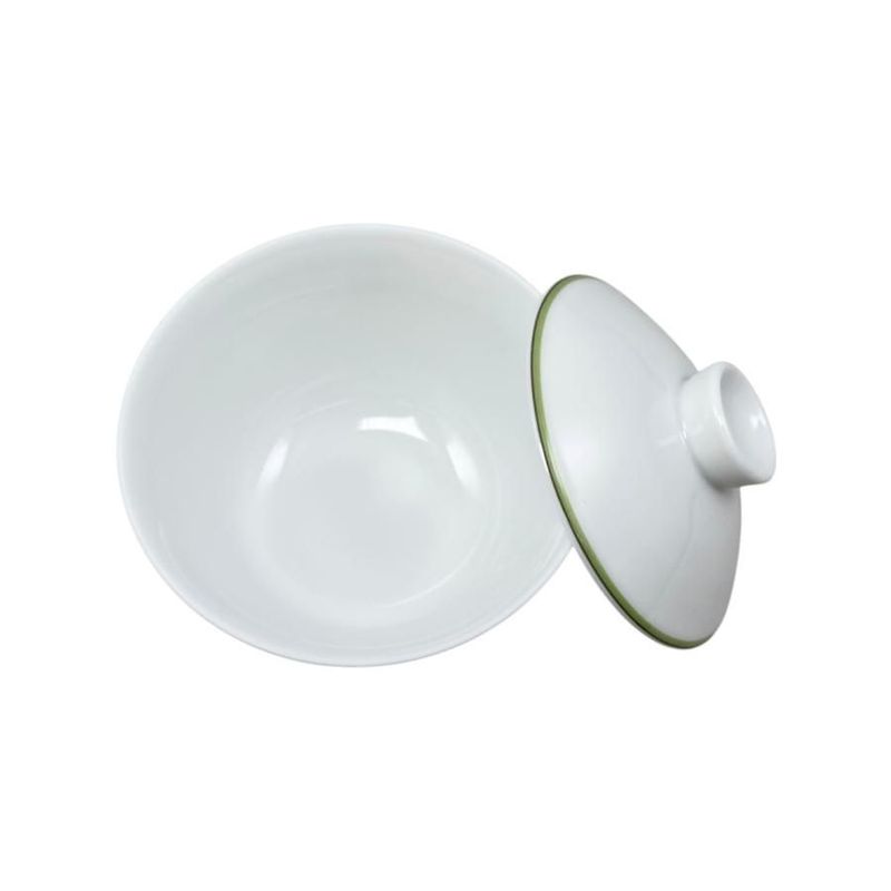 Hermes Teacup Rhythm Asian Teacup and Saucer with Lid H Logo Green White Hermes