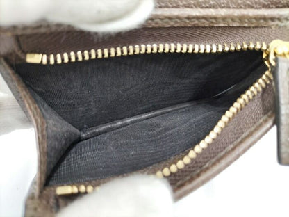 Gucci Bifold Wallet Compact Wallet Ophidia Leather PVC Brown 493075