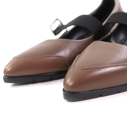 Hermes Pointed Toe Leather Pumps With Band Strap Brown Black 38 Storage With