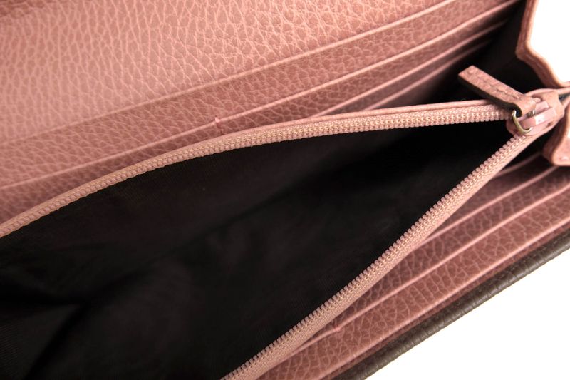 Gucci Long Wallet Women Leather Genuine Gray 354496 Swing with Coin Purse