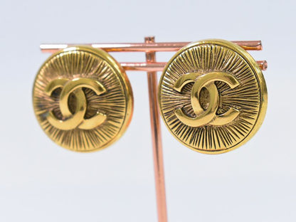 Authentic Chanel Coco Mark Earrings GP Gold Plated Coco Mark Accessories