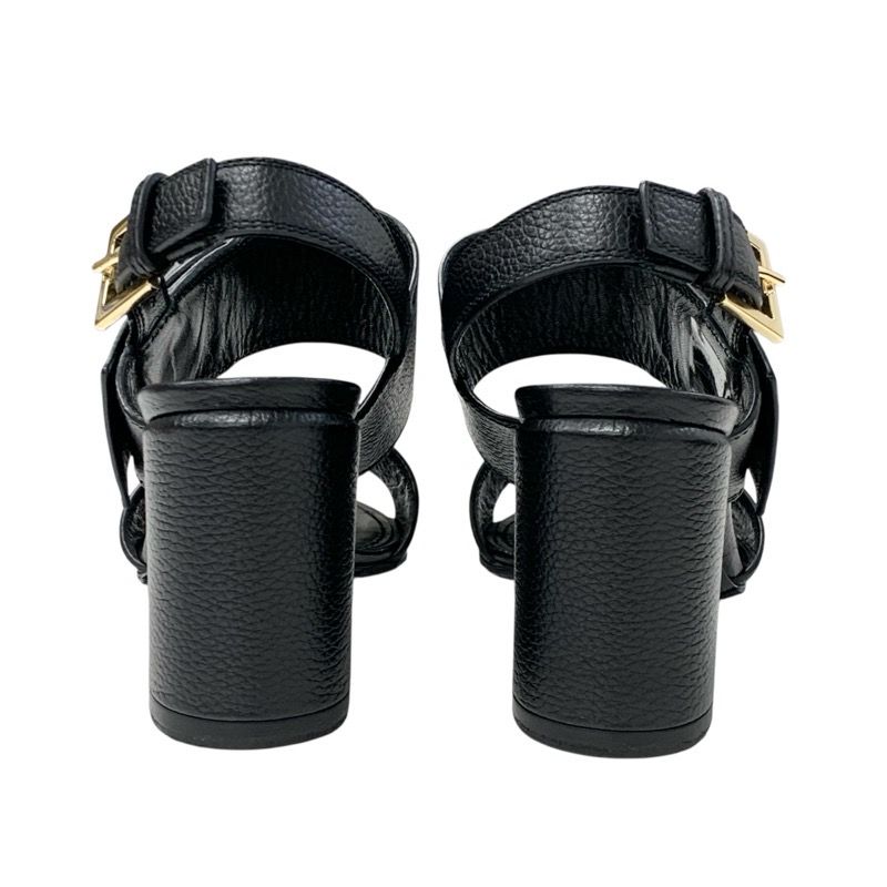 Louis Vuitton Horizon Line Sandals Shoes Leather Black Gold Lvhardware Strap