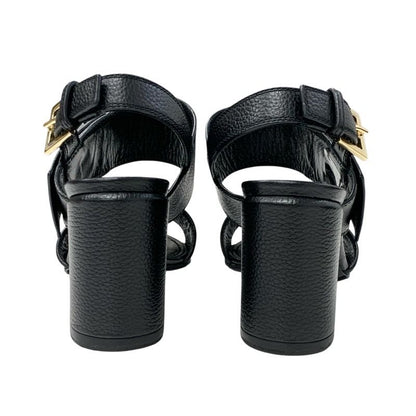 Louis Vuitton Horizon Line Sandals Shoes Leather Black Gold Lvhardware Strap