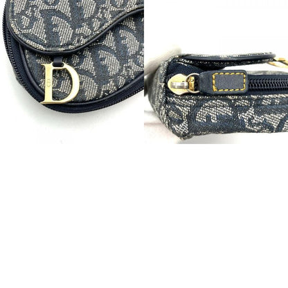DIOR Pouch Navy Canvas Trotter Saddle Women's Branded High Brand Fashion