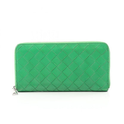 Bottega Veneta Round Long Wallet Intrecciato Green Leather