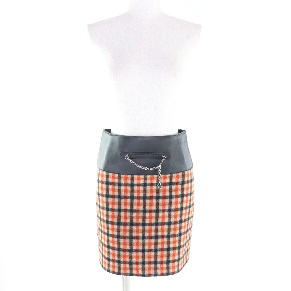 Hermes Cashmere Wool Blend Charm Plaid Trapezoid Skirt Multi — view 2