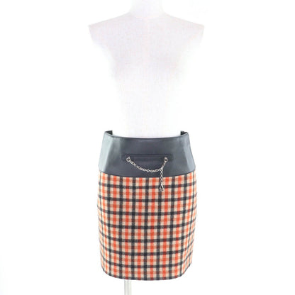 Hermes Cashmere Wool Blend Charm Plaid Trapezoid Skirt Multi — view 2