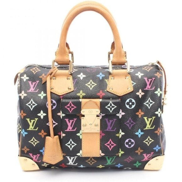 Louis Vuitton Speedy 30 Monogram Multicolor Sac Bag Black Tote Handbag