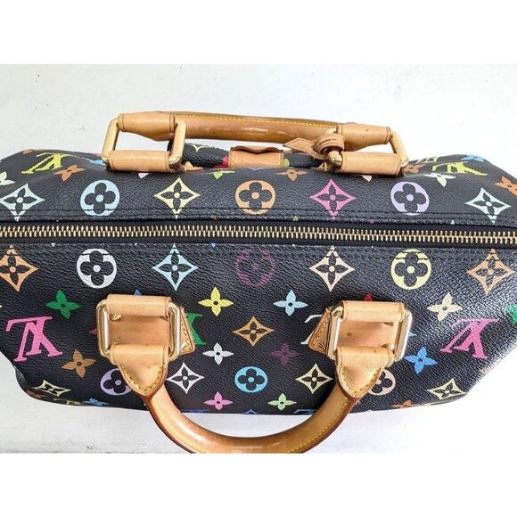 Louis Vuitton Speedy 30 Monogram Multicolor Sac Bag Black Tote Handbag