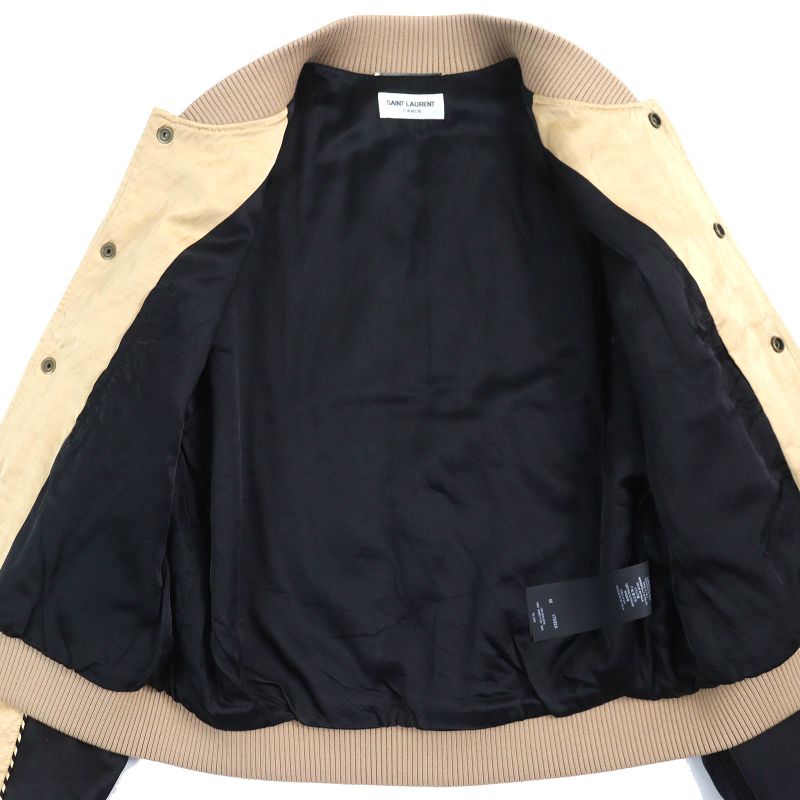 Saint Laurent Paris 643883 Teddy Cotton Bomber Jacket Stajan Gold Black 46 Made