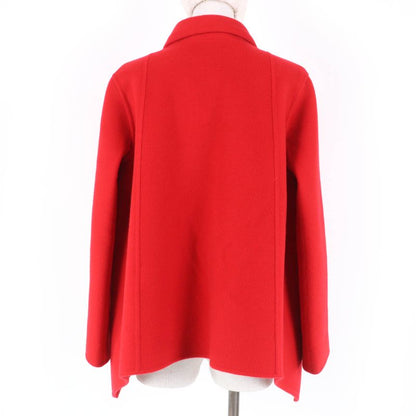 Hermes 100% Cashmere Short Coat Half Coat With Serie Buttons Red 34 Made In