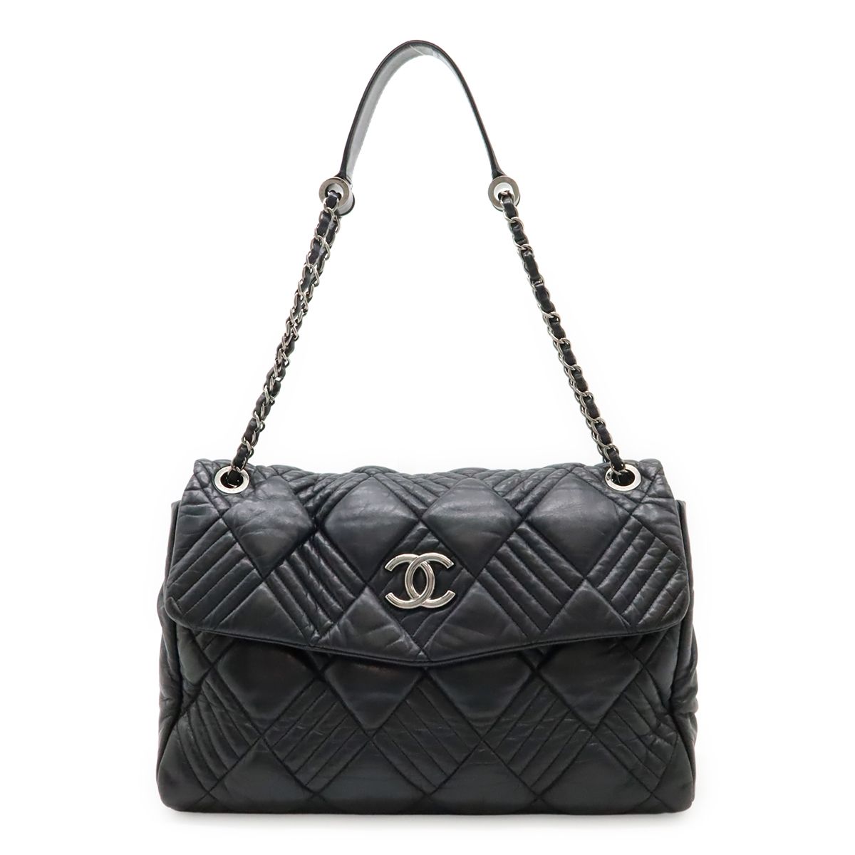 Chanel Coco Mark Chain Shoulder Shoulder Bag Tote Bag Quilted Leather Black