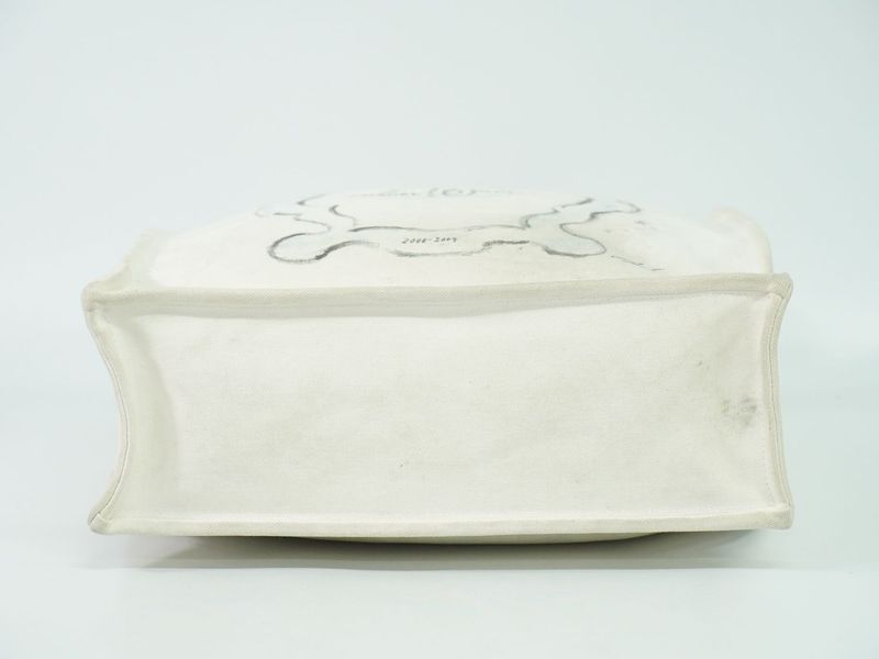 Authentic Chanel Coco Mark Miami Cruise Line Tote Handbag Canvas White Bag