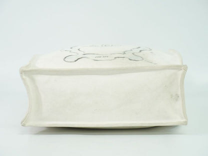 Authentic Chanel Coco Mark Miami Cruise Line Tote Handbag Canvas White Bag