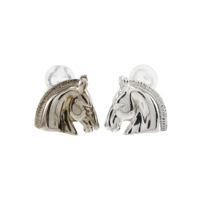 Hermes Cheval Horse Motif Metal Silver Ladies 10.5g Earrings