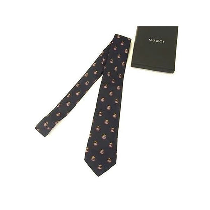 Gucci 100% Silk Necktie Gentlemen Business Navy Az4169