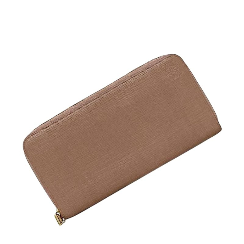 Loewe Round Zipper Long Wallet Beigepink Linen