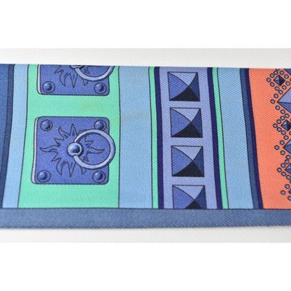 Hermes Twirly Scarf Medor Motif Blue Multi — view 6