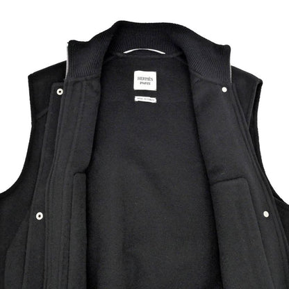 Hermes Gilet Bomba-style Vest Double Face Black 38 Size Cashmere