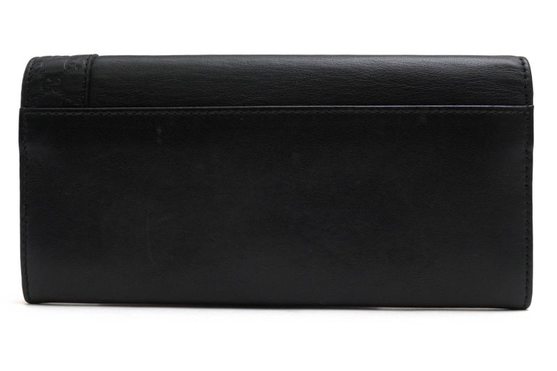 Gucci Long Wallet Women Leather Genuine Black 256434 Mistral Ggshape Pressed