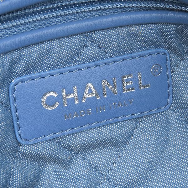Chanel Backpack Daypack Chanel 22 Backpack Sac Denim Blue Matte Silver Hardware