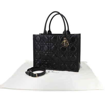 Christian DIOR Macrocannage Book Tote Medium 2way Shoulder Bag Leather 90291006