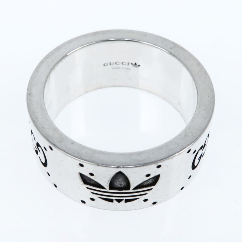 Gucci Adidas Collaboration Ring Engraving Wide Trefoil 17 Ag925 Jewelry