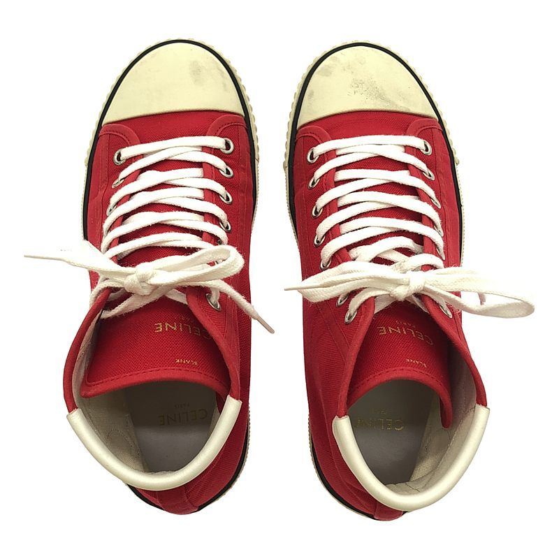Celine - Blank Lace-up Canvas Sneakers - 37 - Red White - Women's