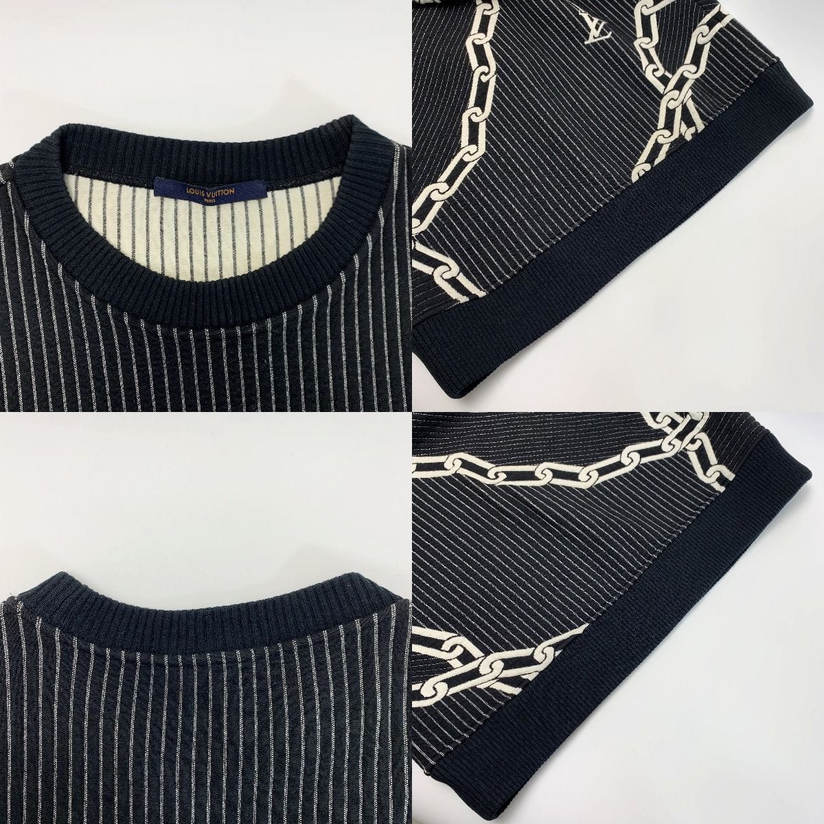 Louis Vuitton Chain Pattern Sweatshirt Vccm09 Black Winter Size XS