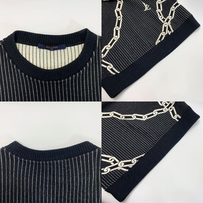 Louis Vuitton Chain Pattern Sweatshirt Vccm09 Black Winter Size XS