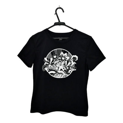 Hermes T-Shirt Faubourg Rainbow Black Size 36 Cotton Short Sleeve