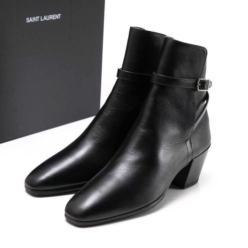 Saint Laurent Paris Boots Size 36 Leather Short Shoes Belt Black