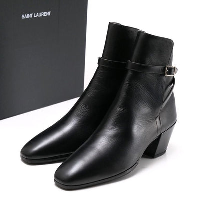 Saint Laurent Paris Boots Size 36 Leather Short Shoes Belt Black
