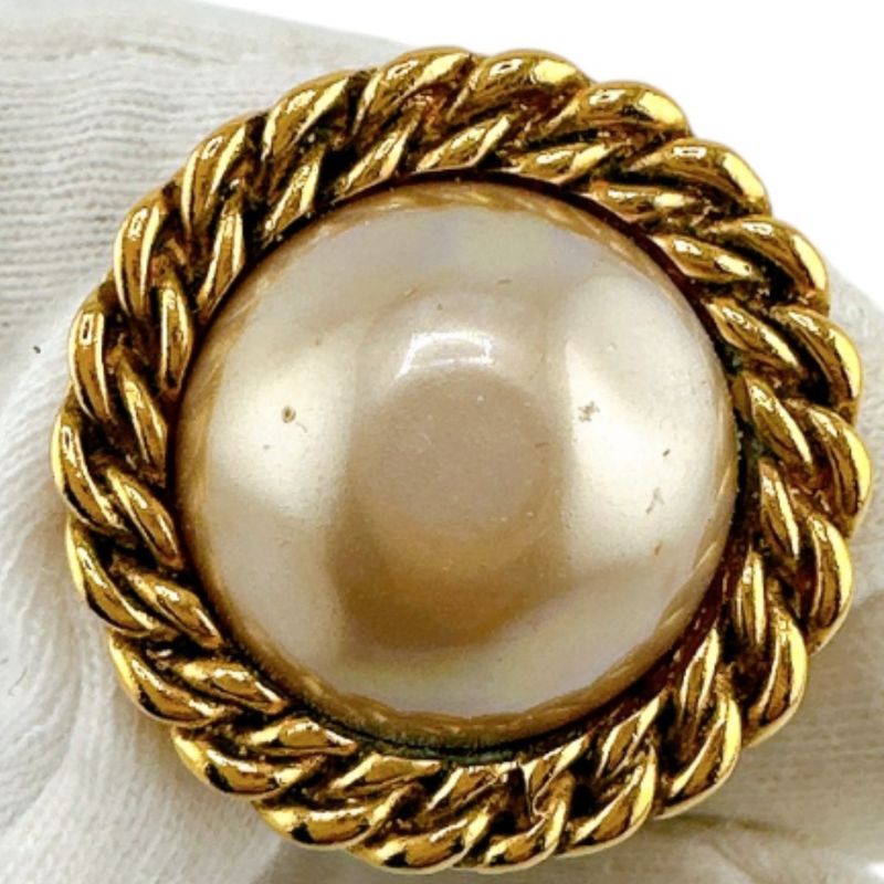 Chanel Vintage Faux Pearl Earrings Chanel Gold With Box