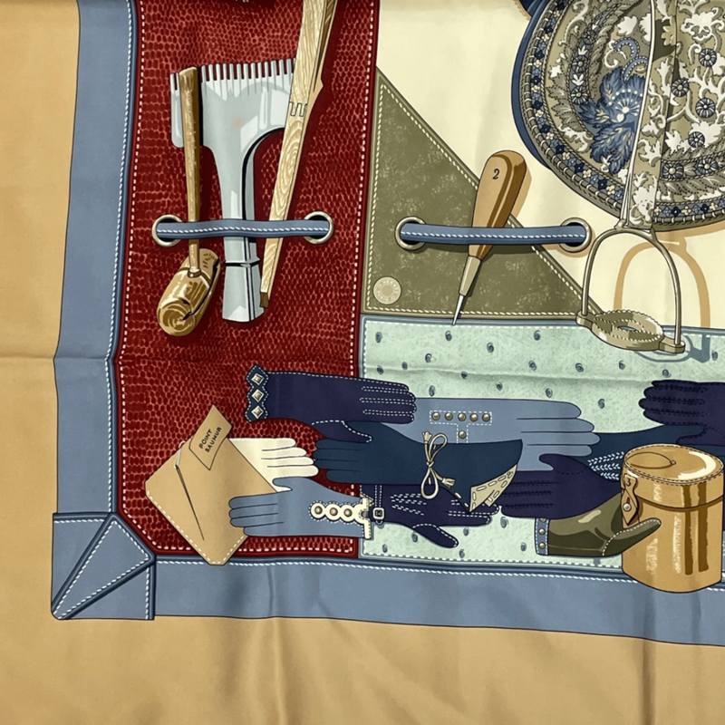 Hermes Scarf Carre 90 TOUT CUIR All Skin Silk Blawan